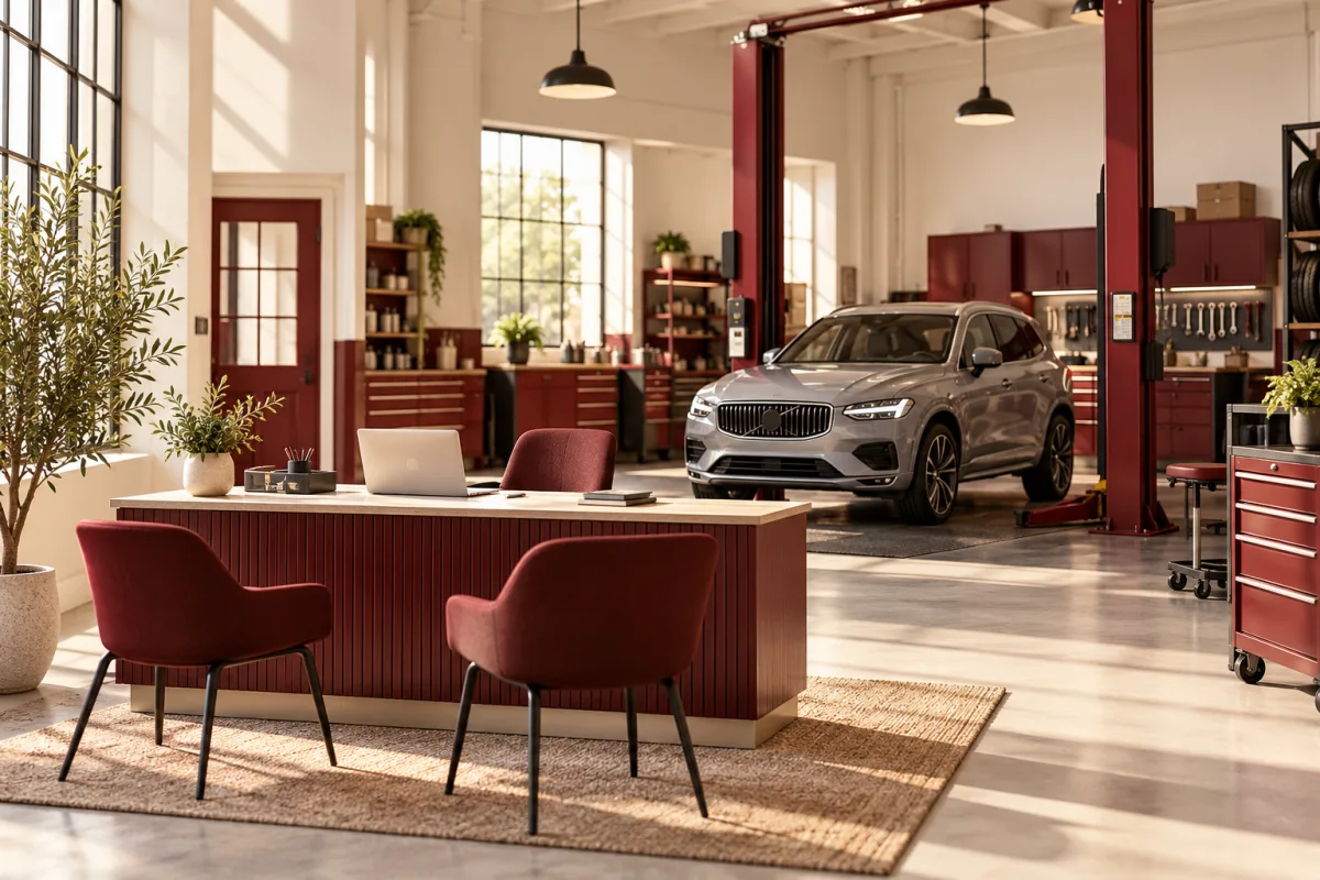 Independent repair garage with a service booking website at the advisor desk