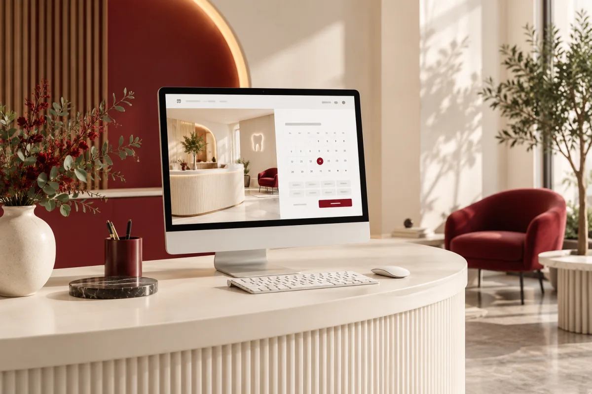 Welcoming dental reception and a clear online booking website