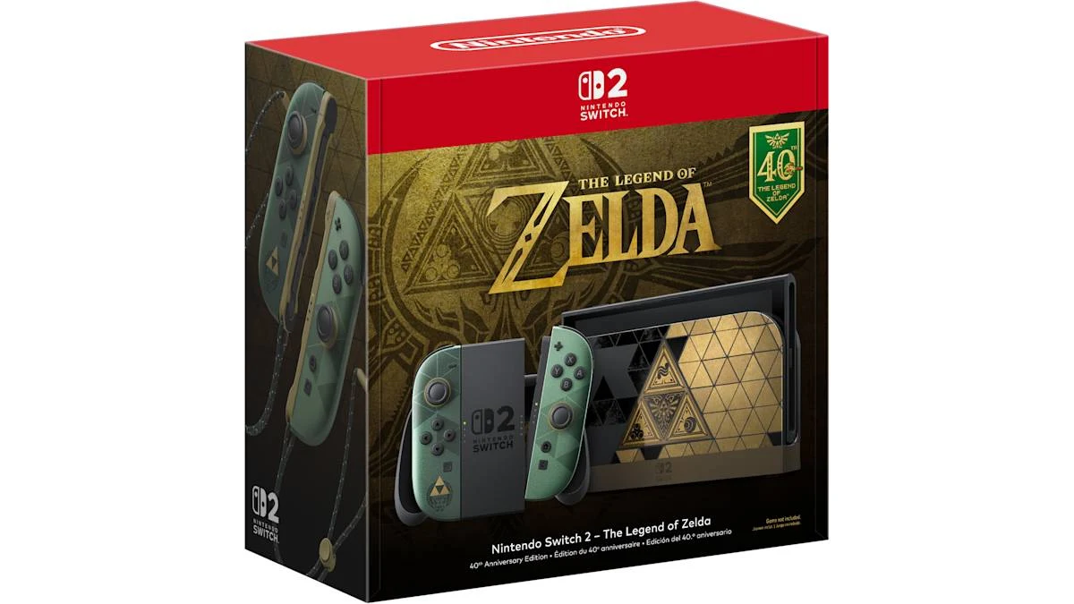Official Nintendo product image of the Switch 2 Legend of Zelda 40th Anniversary Edition package