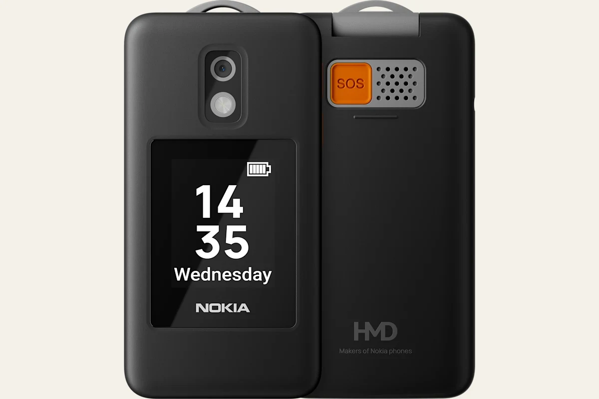 Official HMD image showing the Nokia 2360 Flip phone from the front and rear