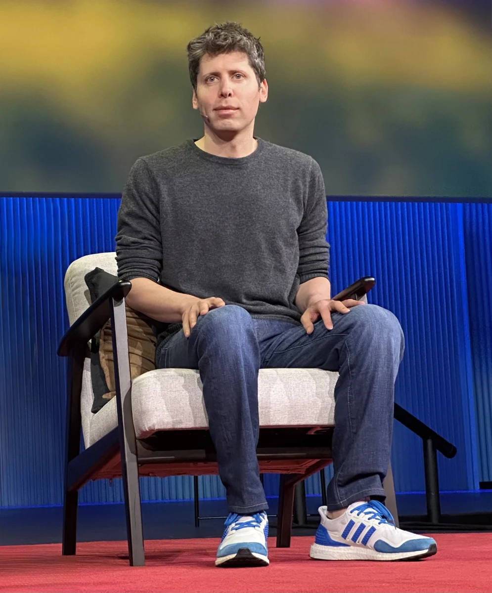 Sam Altman speaking at TED in April 2025, photographed by Steve Jurvetson