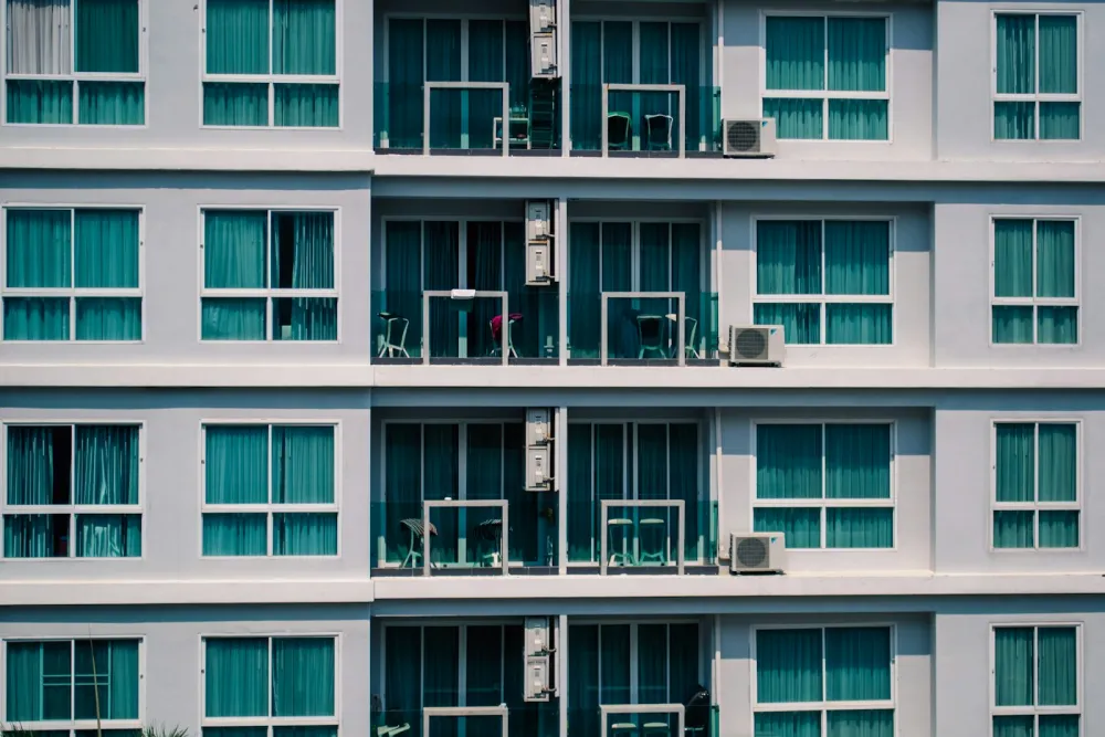 Residential building facade with windows and balconies