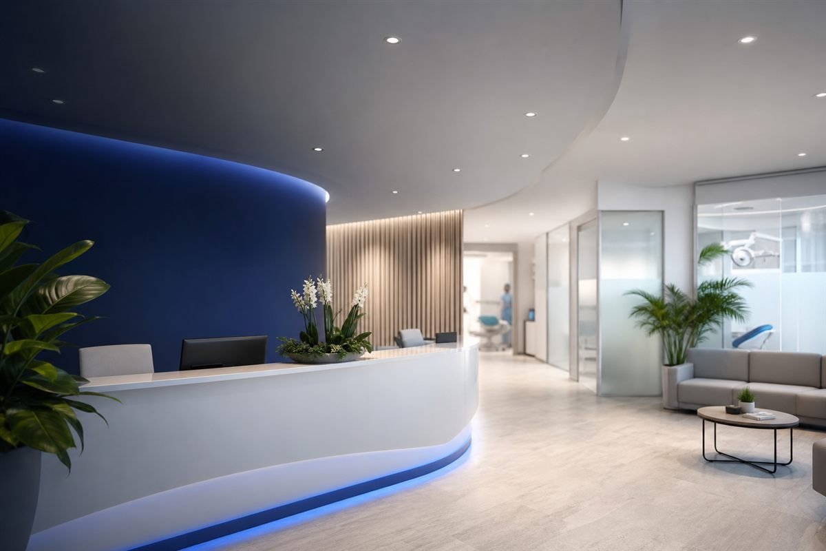 Modern clinic reception representing the Clinzify patient experience Modern clinic reception representing the Clinzify patient experience