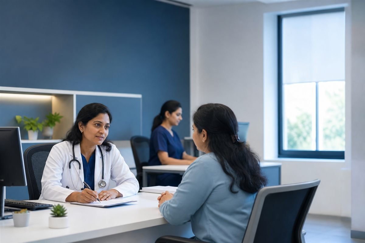Doctor and patient consultation supported by organized clinic software Doctor and patient consultation supported by organized clinic software