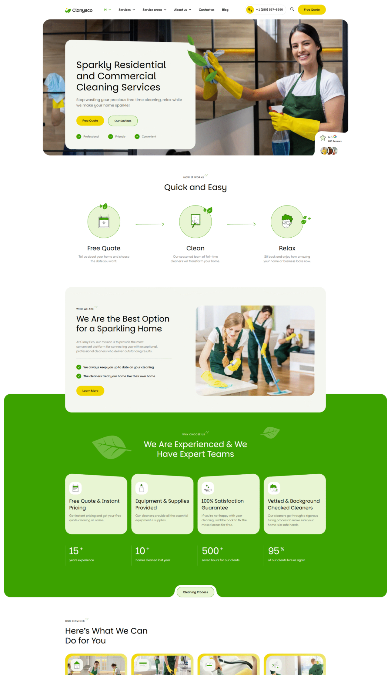 Responsive service website illustrating performance-focused redesign