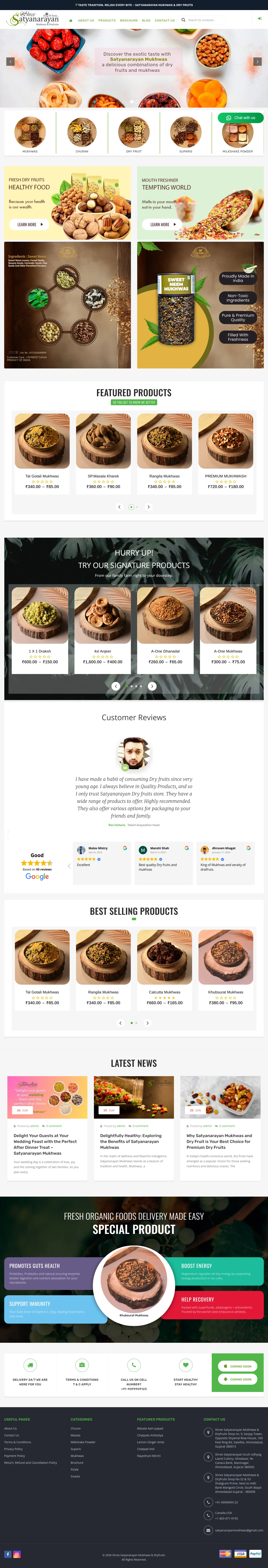 Satyanarayan Mukhwas ecommerce desktop view
